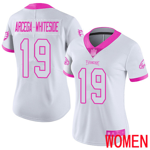 Women Philadelphia Eagles #19 JJ Arcega-Whiteside Limited White Pink Rush Fashion NFL Football Jersey->nfl t-shirts->Sports Accessory